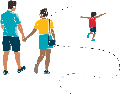 Family walking graphic