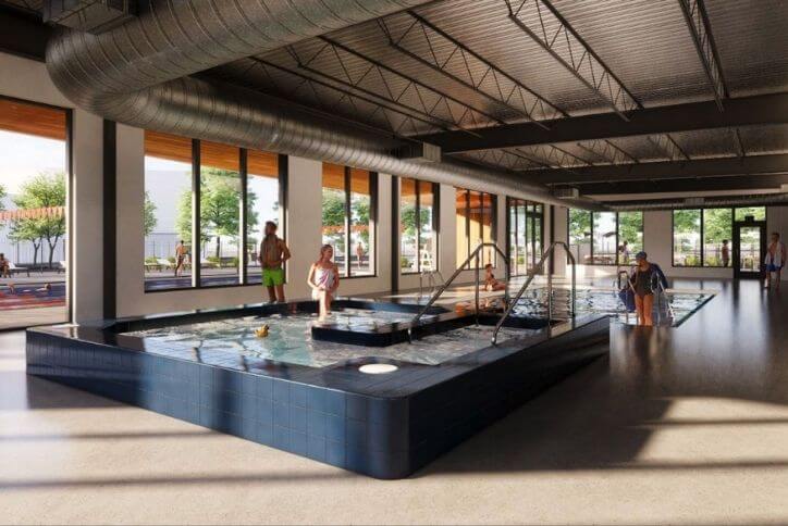 Alt text: 3D render of the indoor pool design for Providence at Reed’s Crossing.