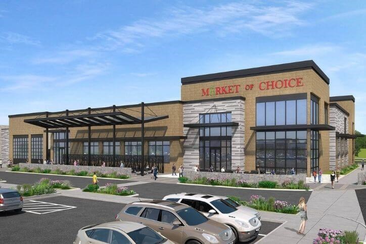 Architectural render of the new Market of Choice grocery store at Reed’s Crossing.