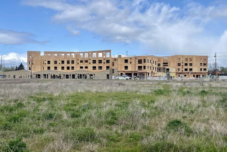 A progress shot of The Ackerly at Reed’s Crossing being built in Hillsboro, OR.
