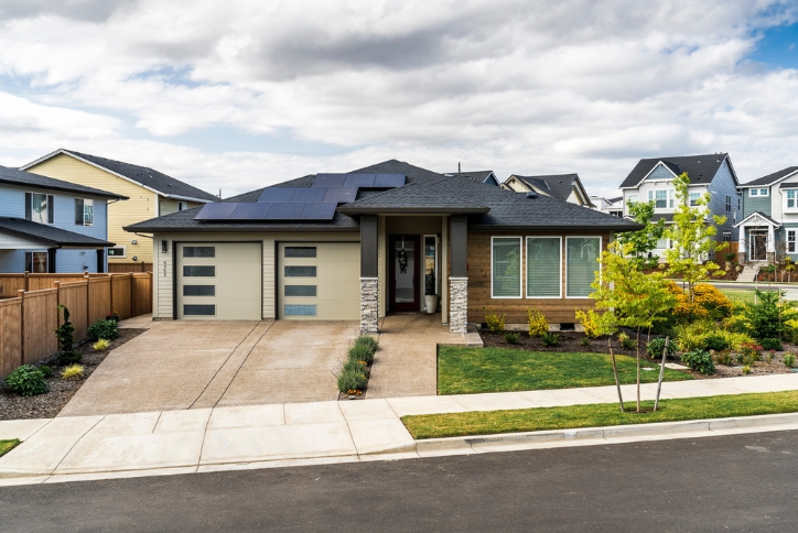 A home with solar panels in Hillsboro, Oregon.