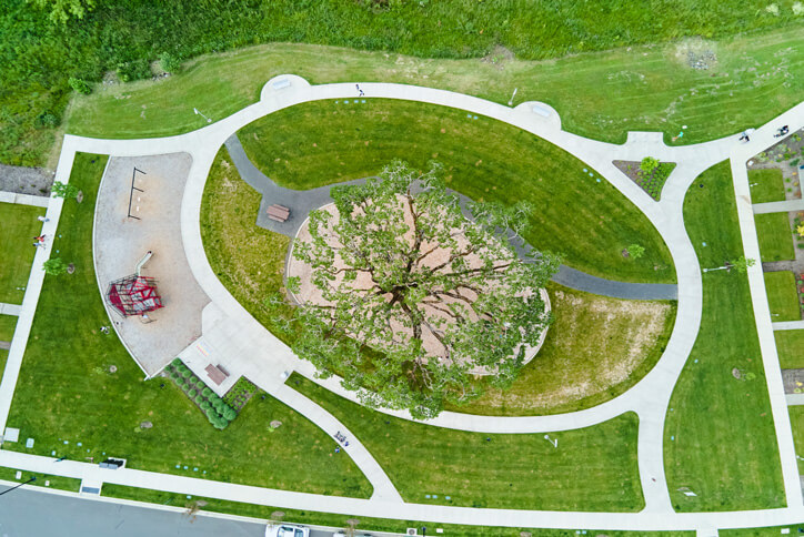 Aerial shot of Dobbin Park in Hillsboro, OR.