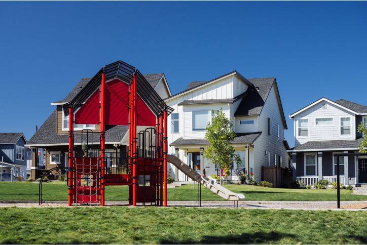 Hillsboro’s Dobbin Park features a play structure that looks like an old-fashioned red barn.