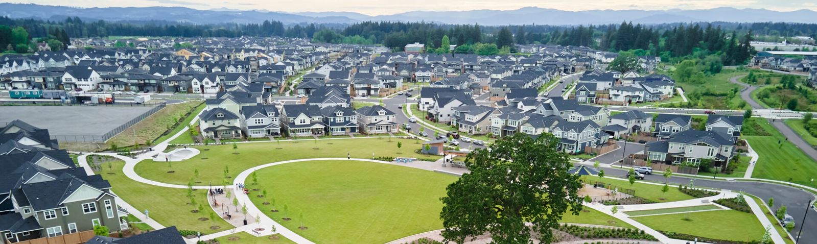 Aerial view of Reed's Crossing community in Hillsboro, OR