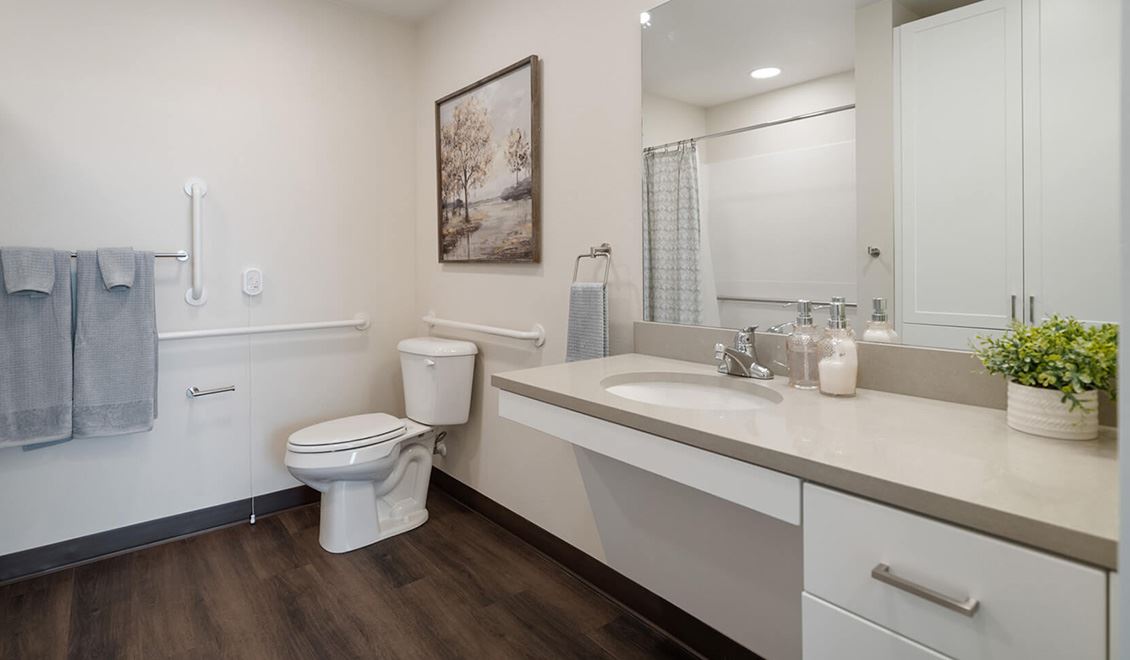 The Ackerly interior model home bathroom at Reed's Crossing in Hillsboro, Oregon