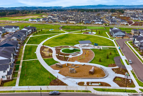 Aerial view of Reed’s Crossing Park in Hillsboro, Oregon.
