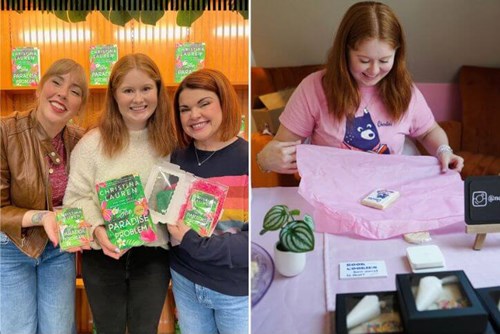 Bookstagram icon Novel Cookies poses with the beloved authors who write as Christina Lauren.
