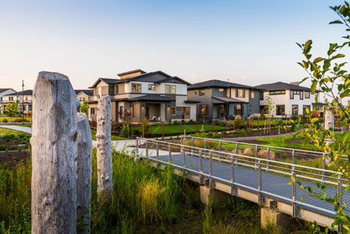 Sunset over a section of the Reed’s Crossing Greenway in Hillsboro, Oregon.